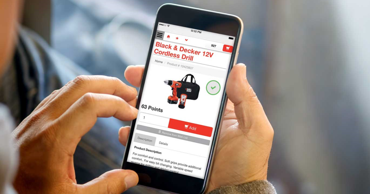person ordering tools from awards catalog